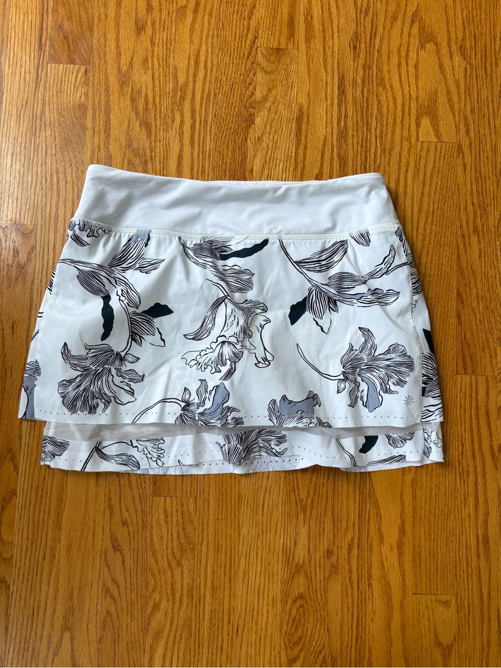 Athleta White Floral Layered Skort with Floral Print